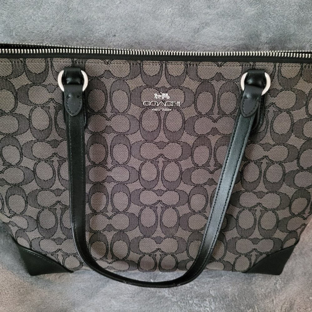 Coach signature handbag- black grey